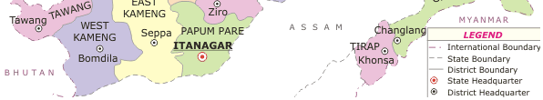 Arunachal Pradesh Tourist Map, Arunachal Pradesh Tourist Map