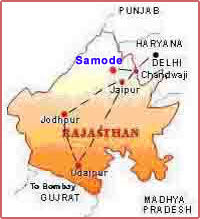 Samode auf der Landkarte von Rajasthan