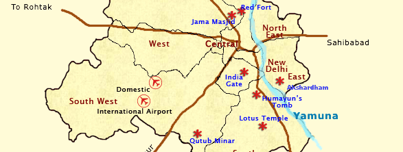 Delhi Map, Delhi Tourist Map