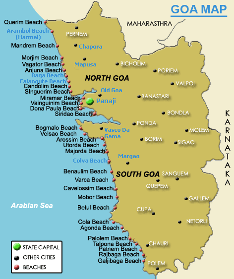 Goa Map, Goa Tourist Map