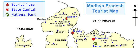 Madhya Pradesh Map, Madhya Pradesh Tourist Map