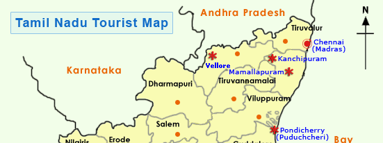 Tamil Nadu Map, Tamil Nadu Tourist Map