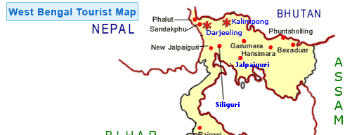West Bengal Map, West Bengal Tourist Map